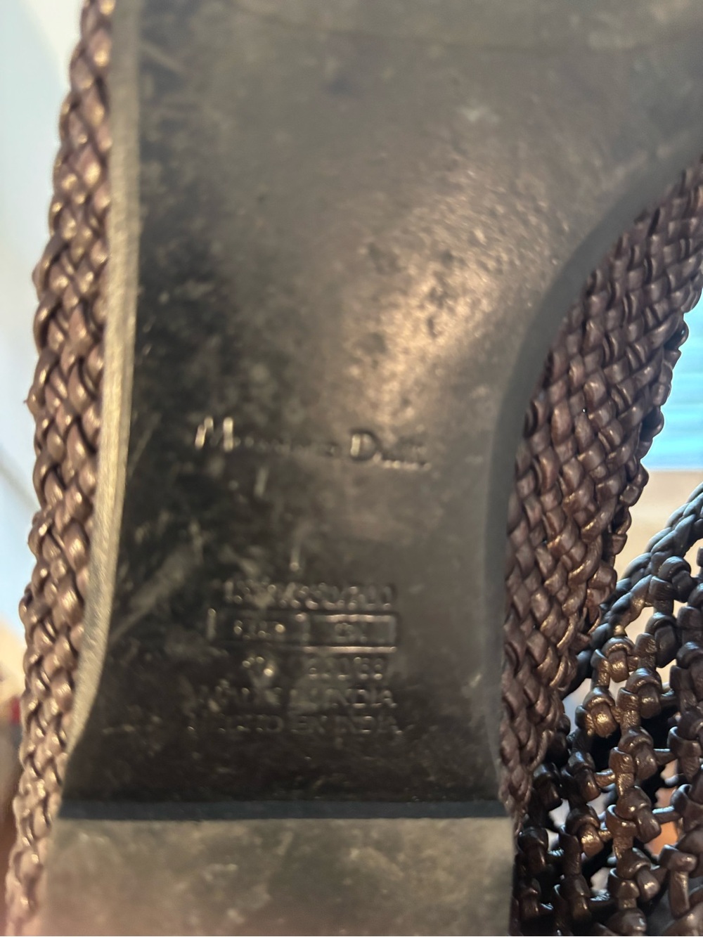 Massimo Dutti Braided Leather Sandals - Dark Brown